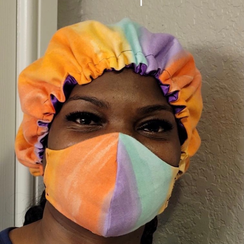 Satin hair bonnets and face mask